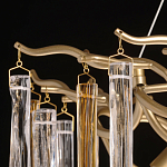 Люстра линейная золотого цвета с декоративными ветвями и длинными стеклянными подвесками в форме сосулек Droplet Chandelier варинант исполнения - 7 | Loft Concept в Кирове