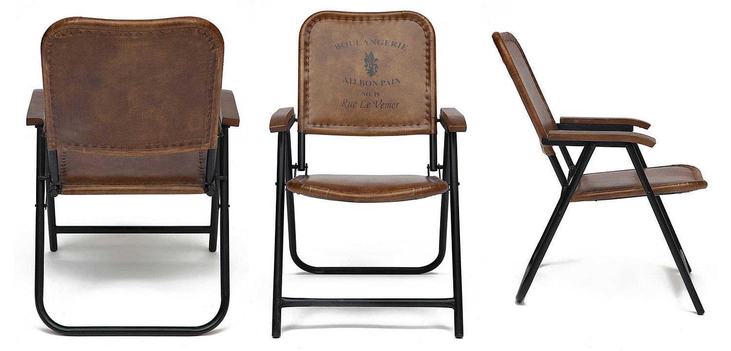 Складной кожаный стул Industrial Folding buffalo leather chair Складной кожаный стул Industrial Folding buffalo leather chair - Loft-Concept в Кирове