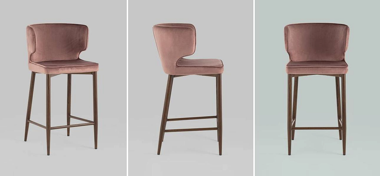 Стул Полубарный Chair посадка 65 см Пыльно-Розовый Велюр Стул Полубарный Chair посадка 65 см Пыльно-Розовый Велюр - Loft-Concept в Кирове