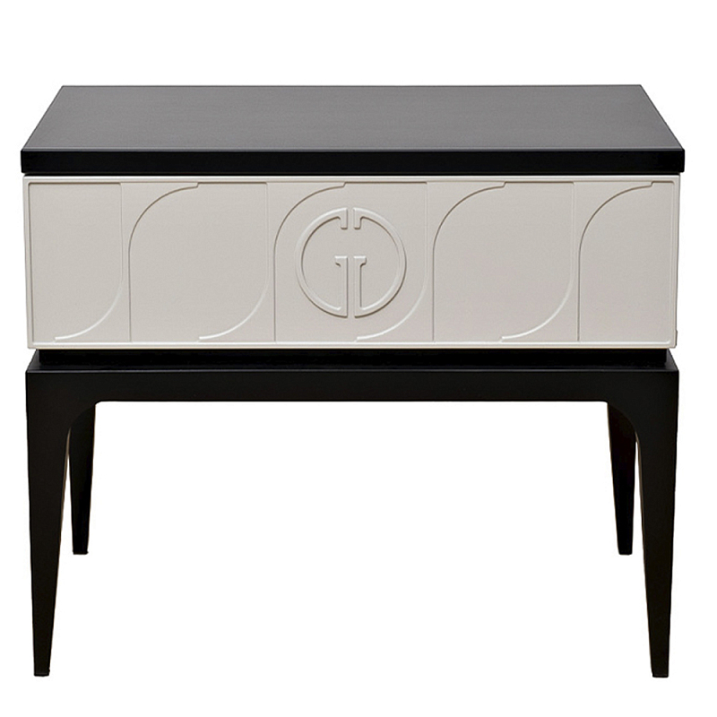 Тумбочка прикроватная с ящиком черно-серого цвета Noble Nightstand Черный Серый Тумбочка прикроватная с ящиком черно-серого цвета Noble Nightstand Черный Серый в Кирове | Loft Concept