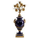 Подсвечник из темно-синего фарфора с бронзовыми элементами и цветами Eden Garden варинант исполнения - 1 | Loft Concept в Кирове