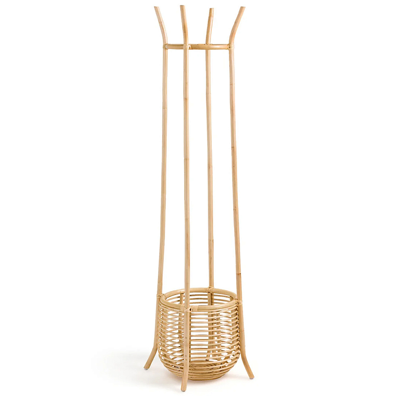 Напольная вешалка с корзиной из ротанга Trina Wicker Floor Hanger Бежевый Напольная вешалка с корзиной из ротанга Trina Wicker Floor Hanger Бежевый в Кирове | Loft Concept