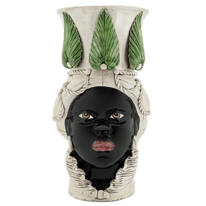 Ваза Vase Moro Lady Giant With Leaf Черный Бежевый Зеленый Ваза Vase Moro Lady Giant With Leaf Черный Бежевый Зеленый в Кирове | Loft Concept