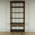 Стеллаж Elsa Dreams Walnut со стеклянными полками и ящиком варинант исполнения - 4 | Loft Concept в Кирове