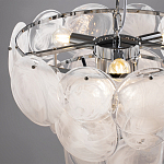 Люстра из белых стеклянных дисков на серебрянном каркасе White Glowing Reflectors варинант исполнения - 5 | Loft Concept в Кирове