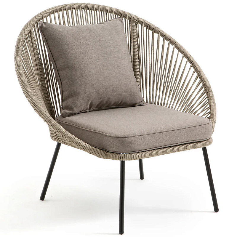 Садовое кресло Аcapulco Grey Chair Бежевый Серо-бежевый Черный Садовое кресло Аcapulco Grey Chair Бежевый Серо-бежевый Черный в Кирове | Loft Concept