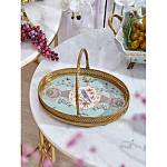 Блюдо овальное с ручкой и голубым фарфоровым дном с цветочным рисунком Blue Garden варинант исполнения - 3 | Loft Concept в Кирове