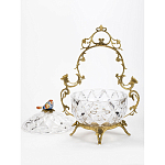 Конфетница с бронзовой ручкой и фарфоровой птичкой на крышке Eden Garden варинант исполнения - 2 | Loft Concept в Кирове