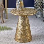 Журнальный столик с конусообразной основой и текстурной поверхностью золотого цвет Ethnic Metal варинант исполнения - 3 | Loft Concept в Кирове