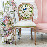 Стул бежевый из натурального бука с изображением птиц и цветов Blooming Blue Birds варинант исполнения - 3 | Loft Concept в Кирове