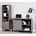 Стеллаж книжный цвета графит с 3-мя открытыми полками и дверкой Strict Lines варинант исполнения - 4 | Loft Concept в Кирове