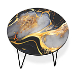 Стол журнальный с круглой столешницей из стекла Gold and Black Marble варинант исполнения - 2 | Loft Concept в Кирове