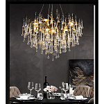 Люстра черная с прозрачными стеклянными подвесками в форме капель FAIRYTREE Light варинант исполнения - 4 | Loft Concept в Кирове