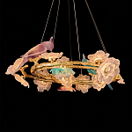 Люстра круглая на золотом каркасе с птичками и цветочным декором Miscellaneous herbs варинант исполнения - 4 | Loft Concept в Кирове