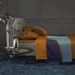 Плед из хлопка синего цвета с абстрактным принтом Elysian Flow Ocean варинант исполнения - 6 | Loft Concept в Кирове