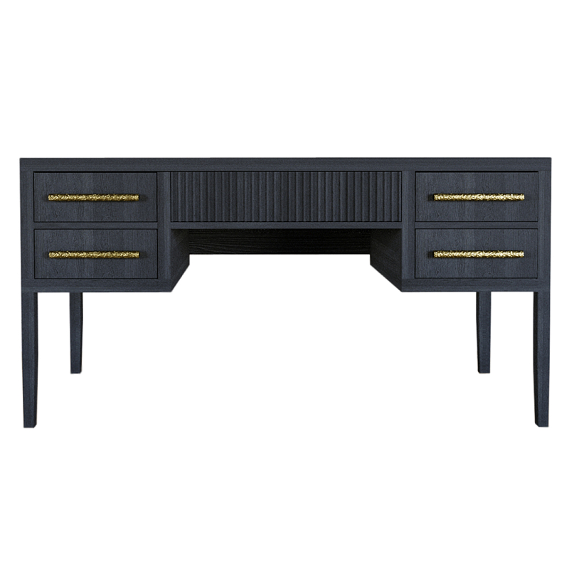 Большой Рабочий стол Primo с 5 выдвижными ящиками Черный дуб Черный в Кирове | Loft Concept 