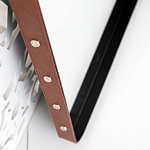 Зеркало прямоугольное в металлической раме с кожаной отделкой Loft in Reflection варинант исполнения - 3 | Loft Concept в Кирове