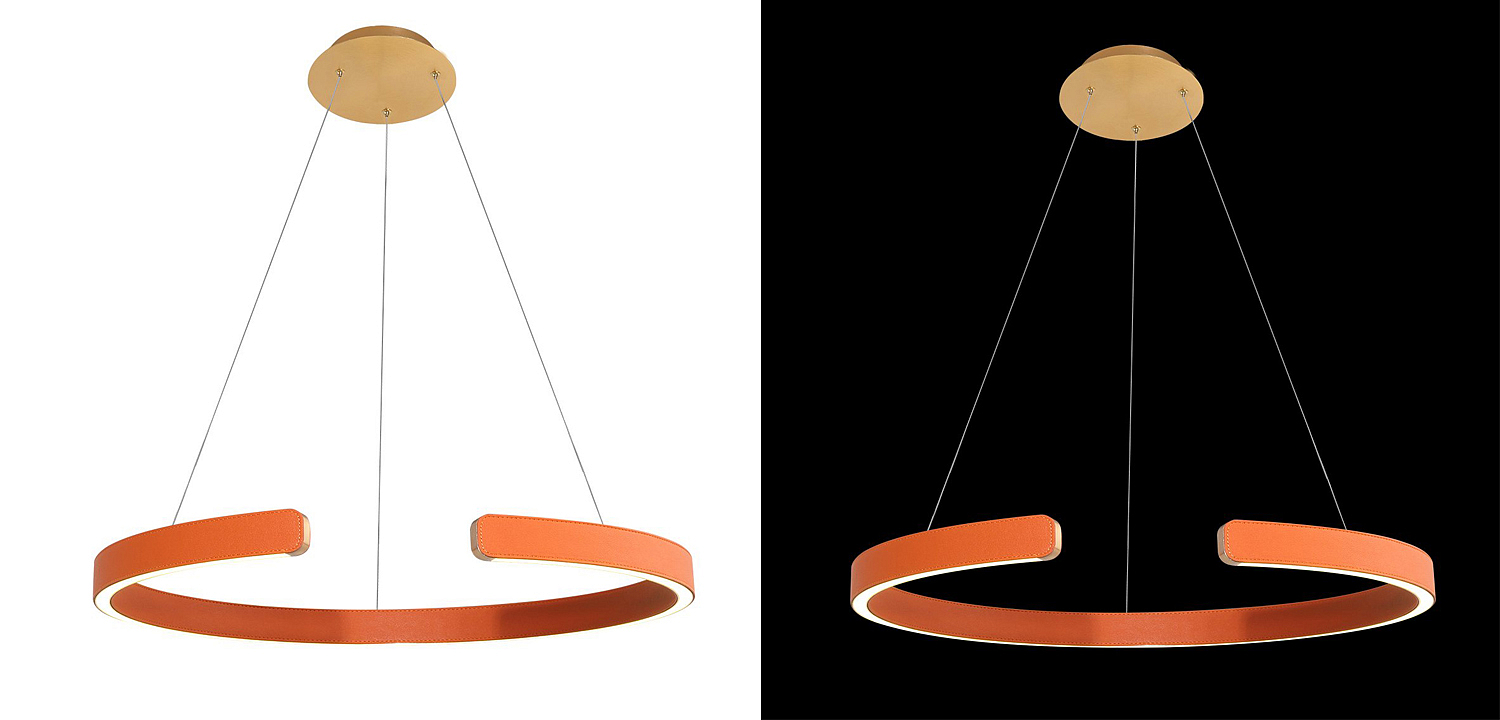 Подвесной светильник Half Ring orange leather Подвесной светильник Half Ring orange leather - Loft-Concept в Кирове
