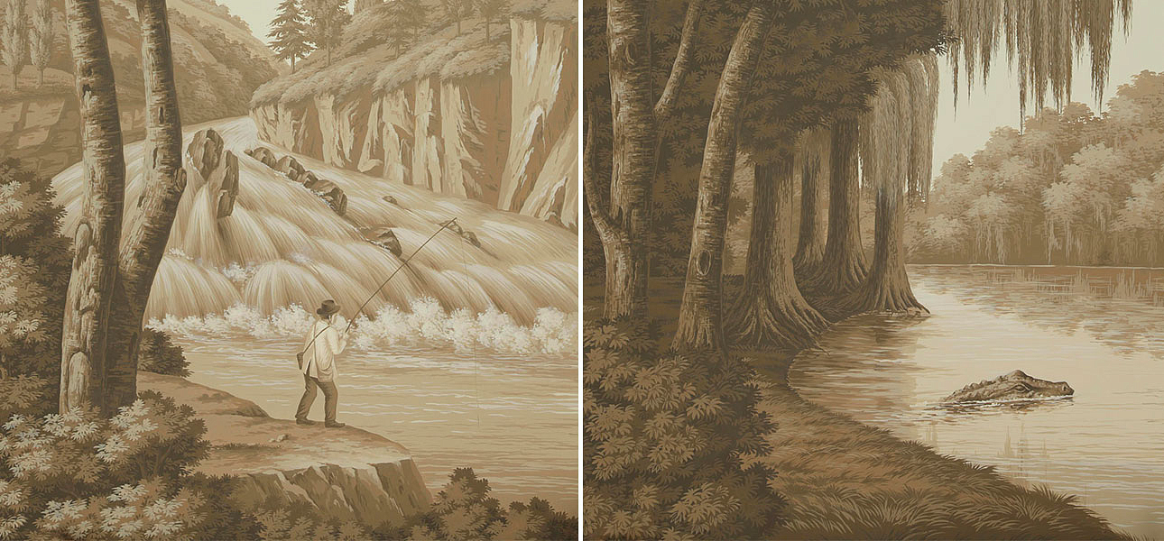 Обои ручная роспись North American River Views Sepia on scenic paper Обои ручная роспись North American River Views Sepia on scenic paper - Loft-Concept в Кирове