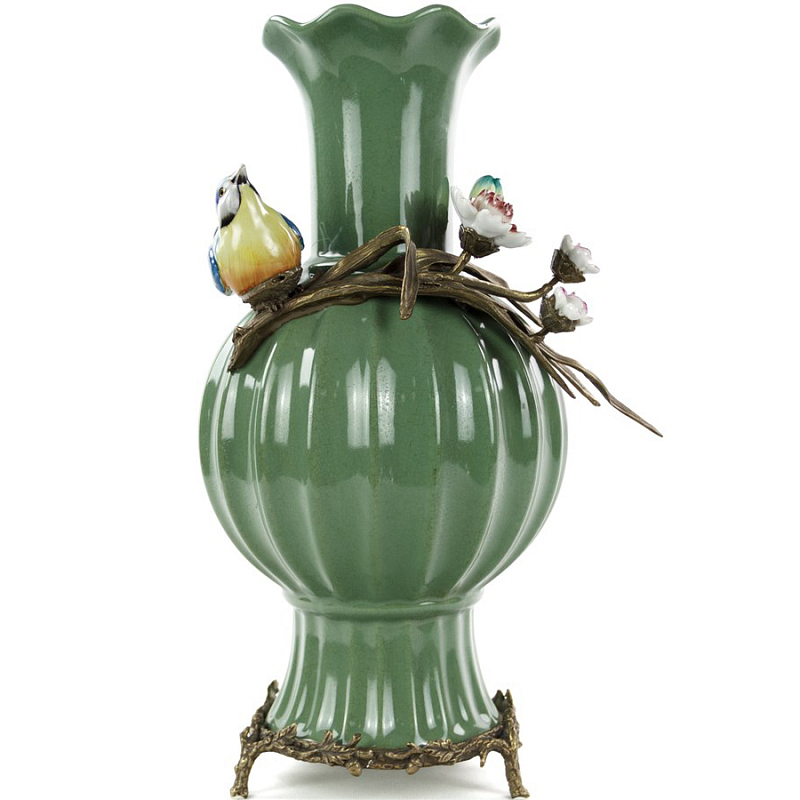 Фарфоровая ваза Deep Green Vase Зеленый шалфей Бронза Фарфоровая ваза Deep Green Vase Зеленый шалфей Бронза в Кирове | Loft Concept