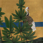 Обои ручная роспись Tsuro Cranes Original colourway on Gold Bullion gilded silk варинант исполнения - 2 | Loft Concept в Кирове