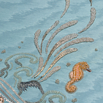 Обои с вышивкой ручной работы Amami Waves Moonbeam colourway on silk moire варинант исполнения - 3 | Loft Concept в Кирове