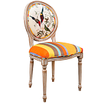 Стул бежевый в разноцветную полоску из натурального бука с изображением птиц и цветов Blooming Red Birds Colorful Stripes Chair варинант исполнения - 2 | Loft Concept в Кирове