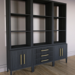 Модульный стеллаж Primo из трех составных элементов Черный дуб варинант исполнения - 3 | Loft Concept в Кирове