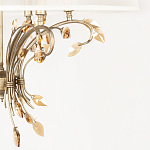 Люстра подвесная круглая с тканевым полупрозрачным абажуром и подвесками 6 ламп Gilded Elegance варинант исполнения - 6 | Loft Concept в Кирове