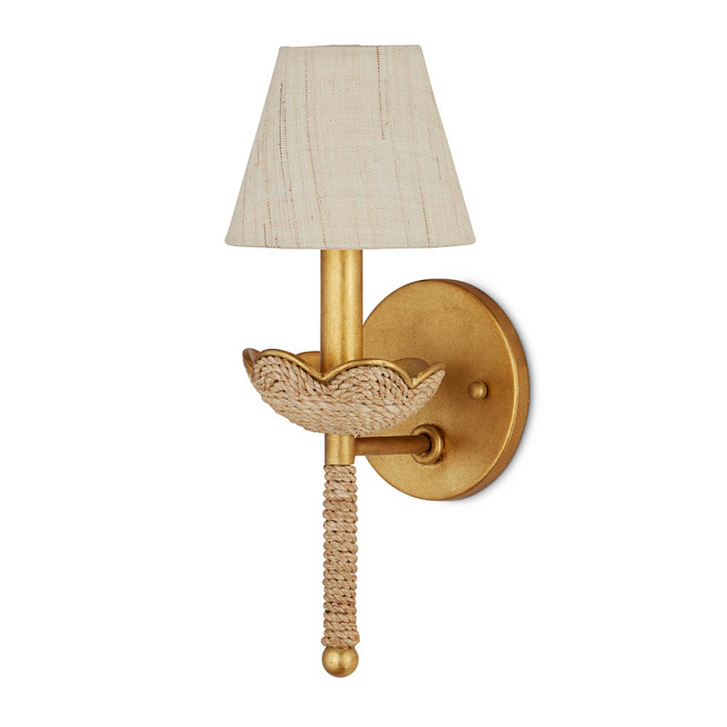 Бра из кованого железа с отделкой плетеной веревкой и сусальным золотом Parisian Style Золотой Бежевый в Кирове | Loft Concept 