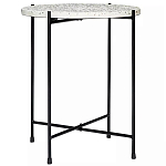 Кофейный столик с круглой разноцветной столешницей на 4-х черных ножках Multicolored Stone Composite варинант исполнения - 1 | Loft Concept в Кирове