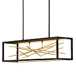 Люстра прямоугольная черного цвета с декором в виде ветвей в золотой отделке Hinkley варинант исполнения - 1 | Loft Concept в Кирове