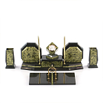 Настольный письменный набор из змеевика с часами и таблетницей Successful Leader варинант исполнения - 1 | Loft Concept в Кирове