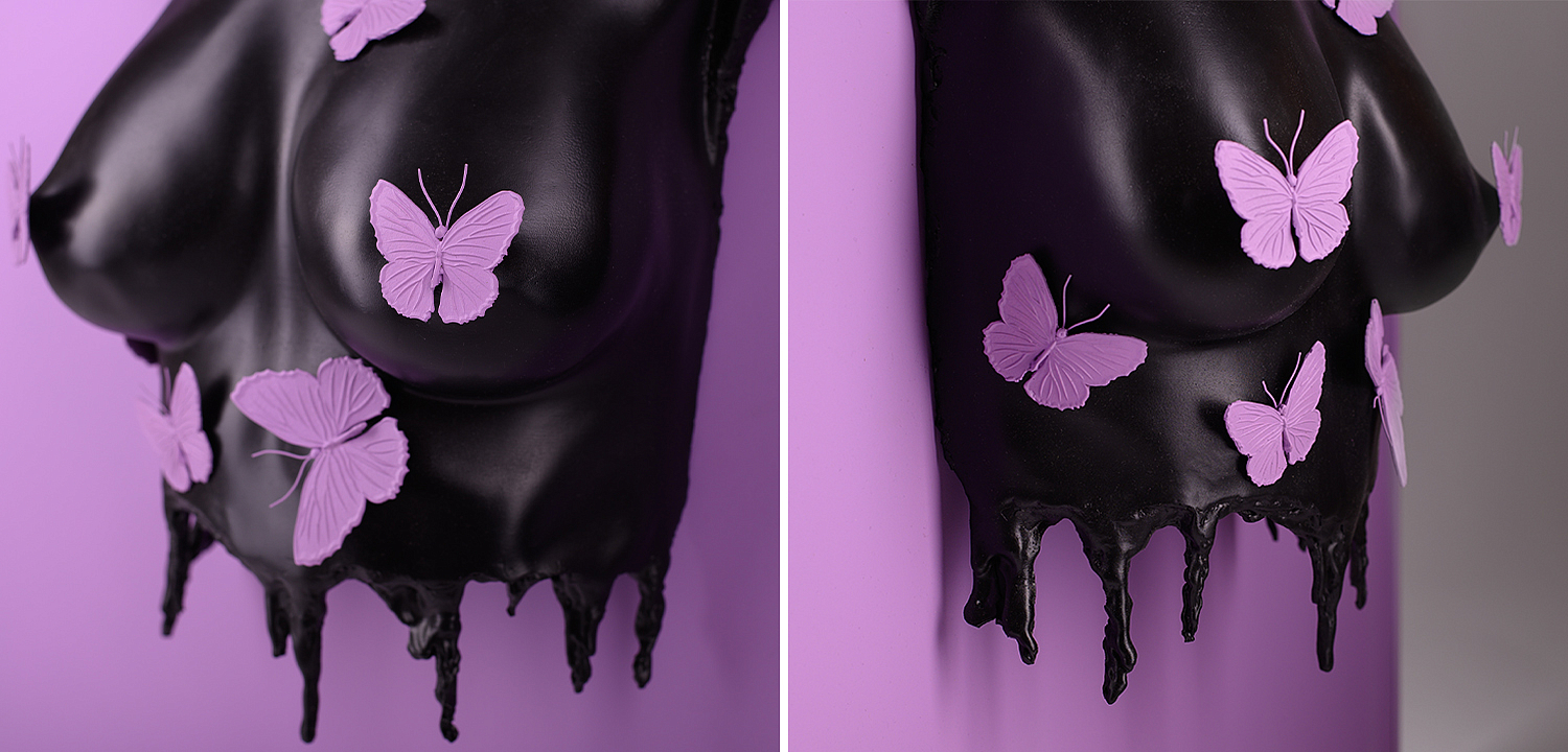 Аксессуар на стену Sculpture Female Torso Butterflies Framed Аксессуар на стену Sculpture Female Torso Butterflies Framed - Loft-Concept в Кирове
