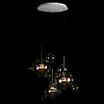 Люстра подвесная с прозрачными бирюзовыми стеклянными шарами и круглым основанием 3 лампы Giopato & Coombes варинант исполнения - 2 | Loft Concept в Кирове