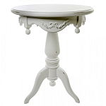 Стол приставной круглый белого цвета из массива бука с легкими потертостями White Provence варинант исполнения - 1 | Loft Concept в Кирове