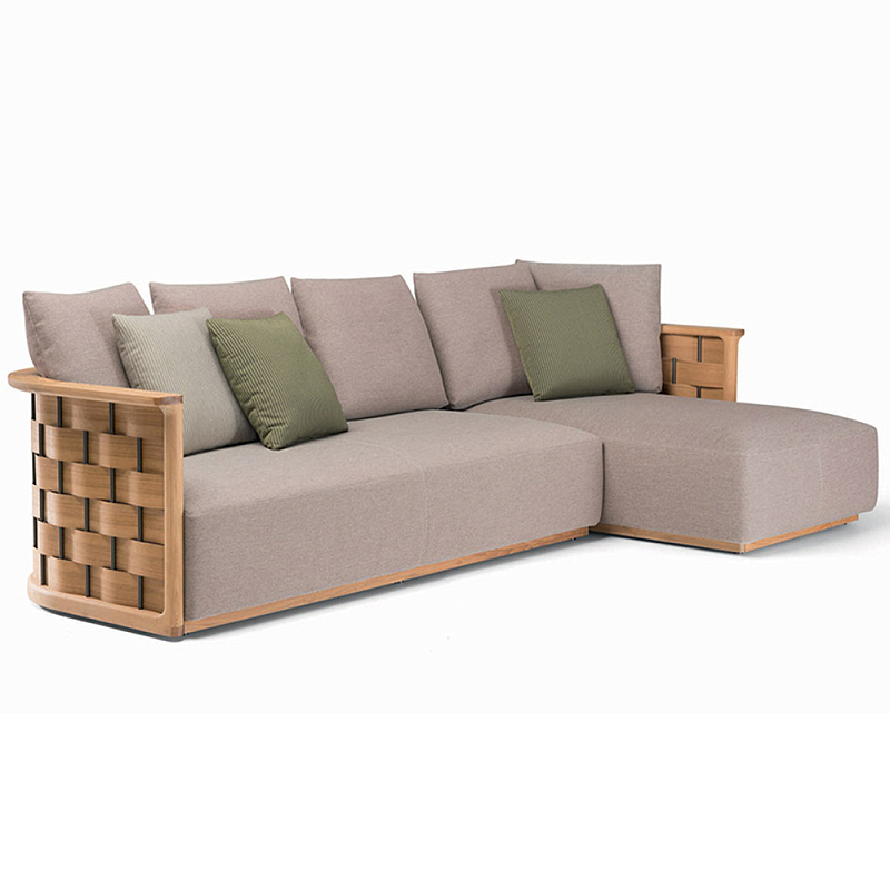 Дизайнерский уличный диван из массива дерева с плетеной спинкой PALINFRASCA Sofa Оливковый Древесина Бежево-серый Дизайнерский уличный диван из массива дерева с плетеной спинкой PALINFRASCA Sofa Оливковый Древесина Бежево-серый в Кирове | Loft Concept