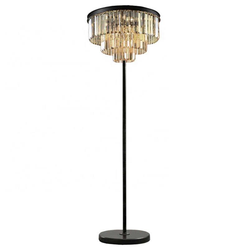 Торшер Odeon Floor Lamp  Черный Мрамор Nero Хром Прозрачное Стекло Серый (Gray) Янтарь (Amber) в Кирове | Loft Concept 