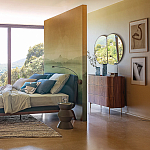 Комод округлой формы с тремя ящиками Walnut and Leather варинант исполнения - 8 | Loft Concept в Кирове