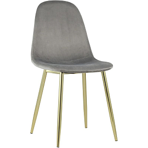 Стул Archie Chair Серый велюр Золотые ножки