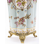 Ваза голубого цвета из фарфора с цветочным рисунком и бронзовой стрекозой Blue Garden варинант исполнения - 3 | Loft Concept в Кирове