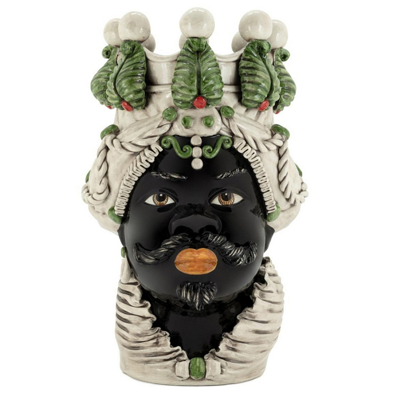 Ваза Vase Moro Man Ltd Green Red Бежевый Зеленый Черный Ваза Vase Moro Man Ltd Green Red Бежевый Зеленый Черный в Кирове | Loft Concept