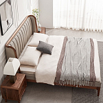 Кровать двуспальная с мягким изголовьем Moon Walnut Bed варинант исполнения - 4 | Loft Concept в Кирове