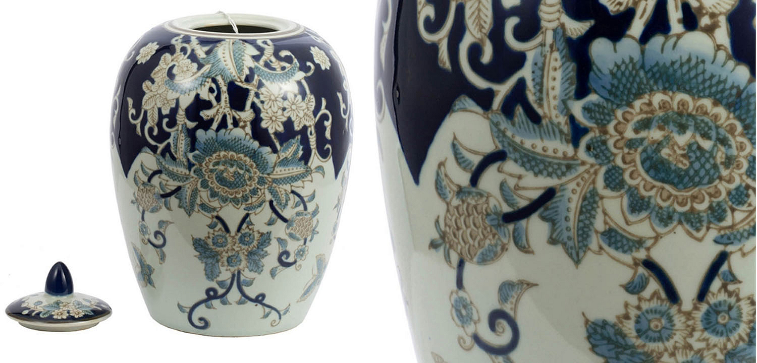 Ваза с крышкой Blue & White Ornament Vase barrel Ваза с крышкой Blue & White Ornament Vase barrel - Loft-Concept в Кирове