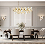 Люстра овальная с многослойными белыми и прозрачными подвесками Character Chandelier варинант исполнения - 6 | Loft Concept в Кирове