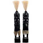 Комплект из 2-х деревянных статуэток Asmat Straw Headdress Statuettes Black варинант исполнения - 4 | Loft Concept в Кирове