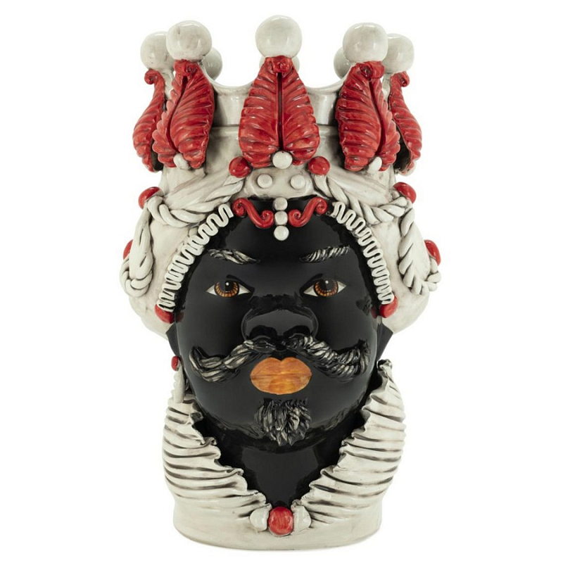 Ваза Vase Moro Man Red Big Черный Бежевый Красный Ваза Vase Moro Man Red Big Черный Бежевый Красный в Кирове | Loft Concept