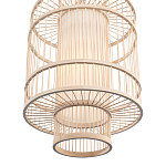Подвесной светильник из деревянных прутьев с плафоном из натуральной ткани Light Inside the Cell варинант исполнения - 5 | Loft Concept в Кирове