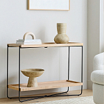 Консоль деревянной столешницей и полкой Wooden Table Top and Shelf варинант исполнения - 6 | Loft Concept в Кирове