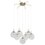 Люстра с 7-ю плафонами из прозрачного стекла в форме шара Orb Cascade  варинант исполнения - 2 | Loft Concept в Кирове